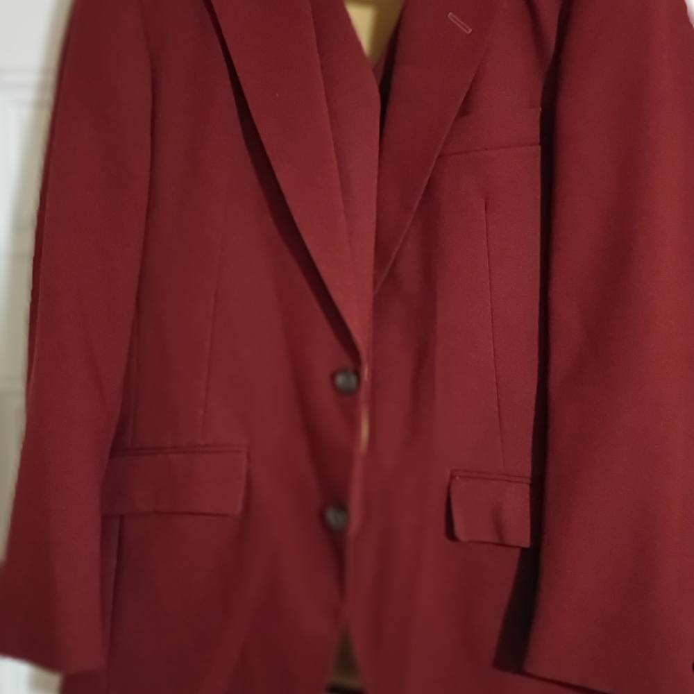 Men's Burgundy Blazer And Vest